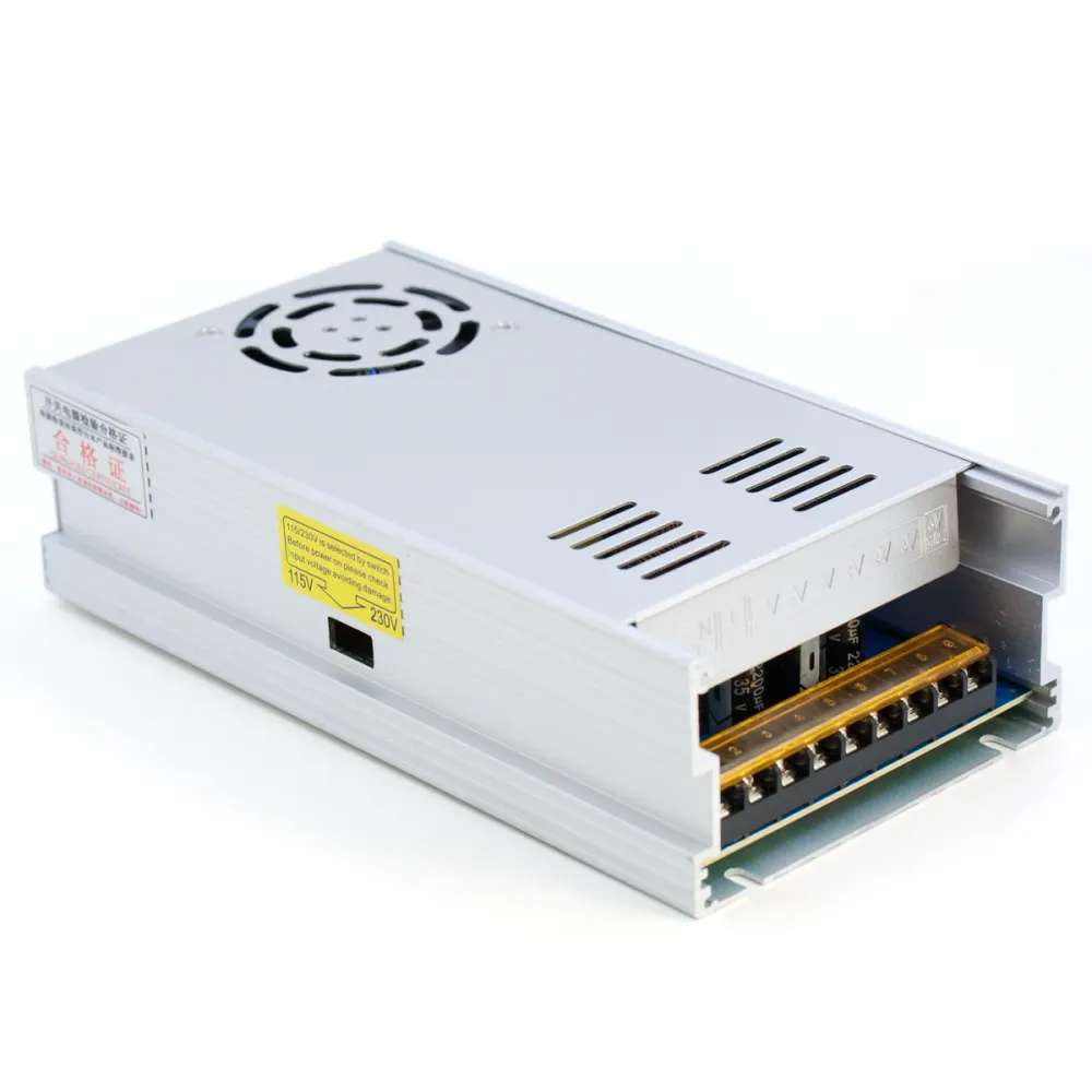 Compact 24 V 25 A 600 W power supply with cooling fan and aluminium enclosure