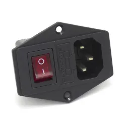 Módulo de entrada IEC C14 con interruptor luminoso y portafusible