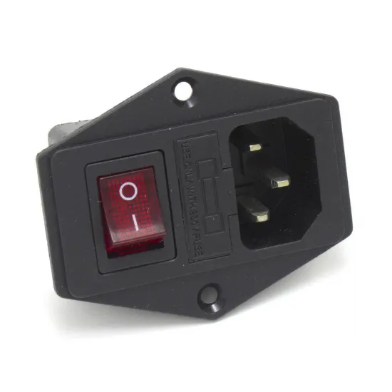 Módulo de entrada IEC C14 con interruptor luminoso y portafusible
