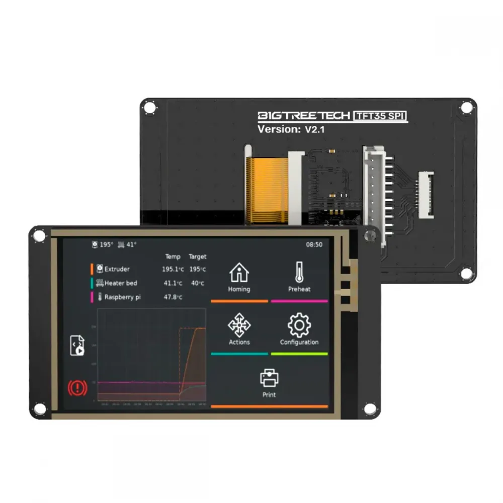 Pantalla BIGTREETECH TFT35 SPI V2.1 de 3,5 pulgadas vista por delante y por detrás