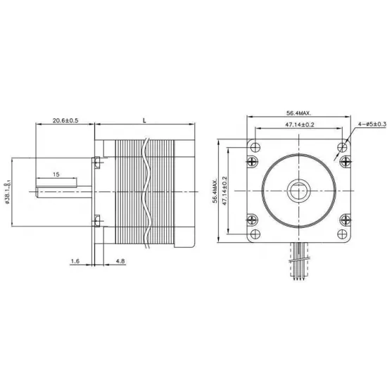 Motor paso a paso NEMA 23 23HS5628, 2,8 A, 1,26 N·m y eje D de 8 mm