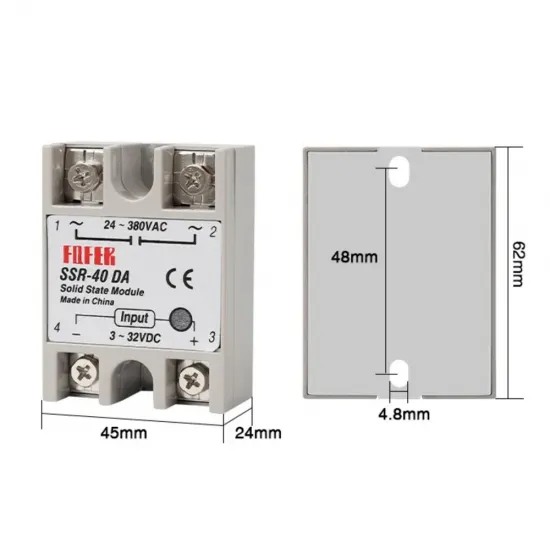 SSR-40DA solid-state relay — 40 A nominal, 3–32 V DC input and 24–380 V AC output