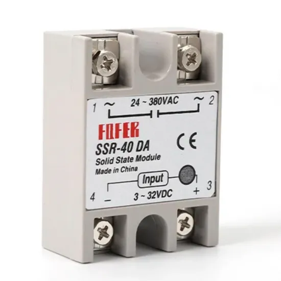 SSR-40DA solid-state relay — 40 A nominal, 3–32 V DC input and 24–380 V AC output