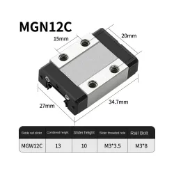 Patín lineal MGN12C compacto para guía MGN12