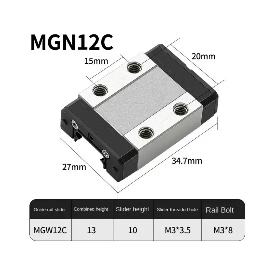Patín lineal MGN12C compacto para guía MGN12