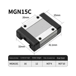 Patín lineal MGN15C compacto para guía MGN15