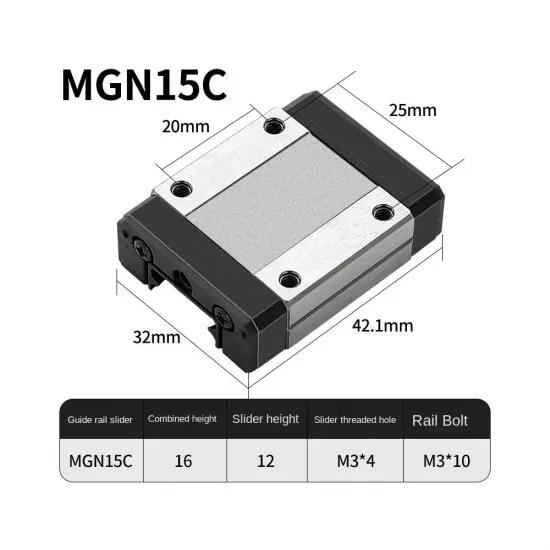 Patín lineal MGN15C compacto para guía MGN15