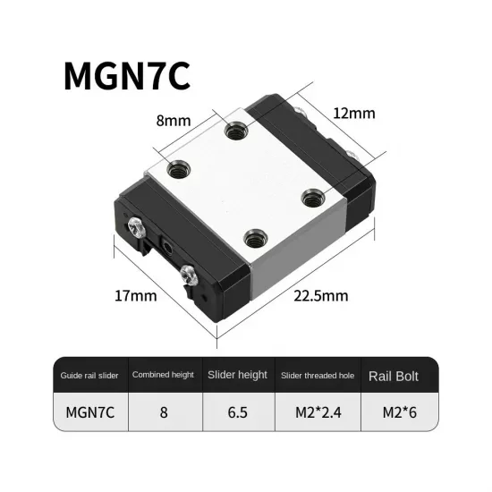 Patín lineal MGN7C compacto para guía MGN7
