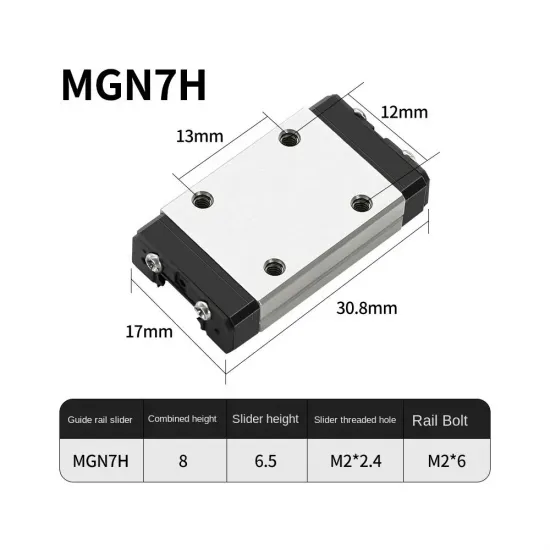 Patín lineal MGN7H alargado para guía MGN7