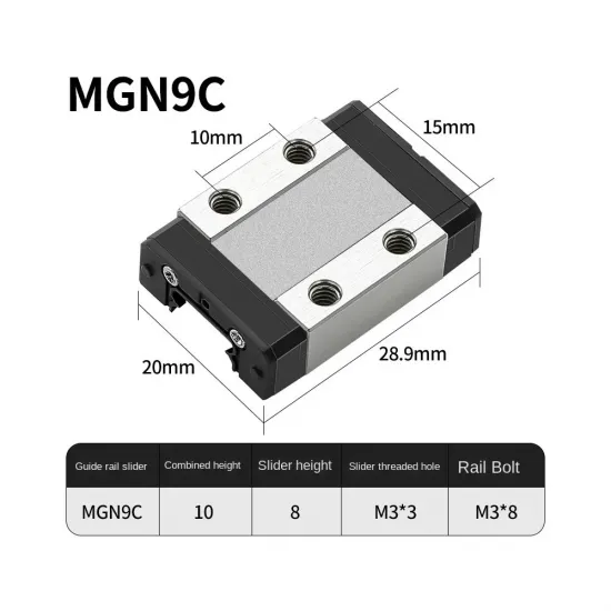 Patín lineal MGN9C compacto para guía MGN9