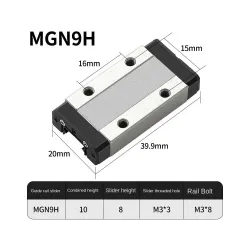 Patín lineal MGN9H alargado para guía MGN9
