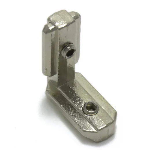 Conector interno en L con prisioneros M6 para perfiles serie 30, ranura 8 mm