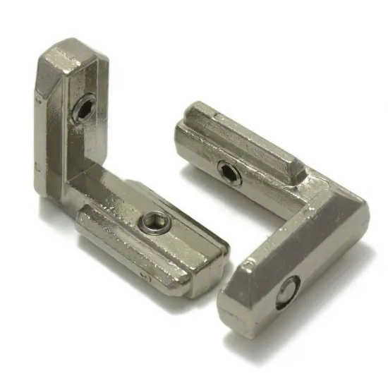 Conector interno en L con prisioneros M6 para perfiles serie 30, ranura 8 mm