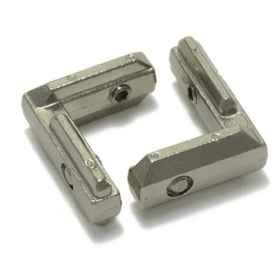 Conector interno en L con prisioneros M6 para perfiles serie 30, ranura 8 mm