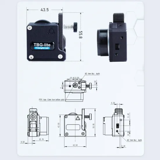 Extrusor Trianglelab TBG-Lite Right 11,53:1 con motor LDO HT de 36 mm