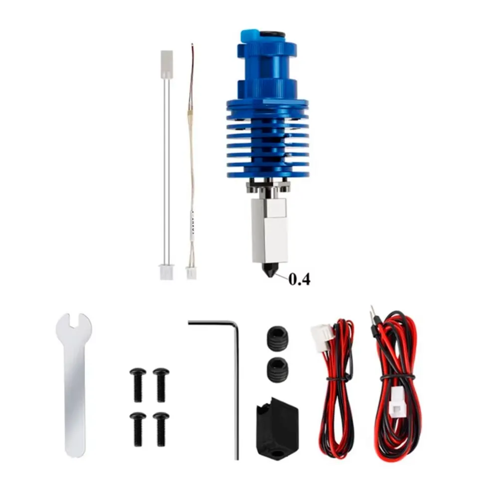 Contenido del kit TZ-V6 2.0 con hotend, calentador, termistor, extensiones, calcetín, tornillos y herramientas