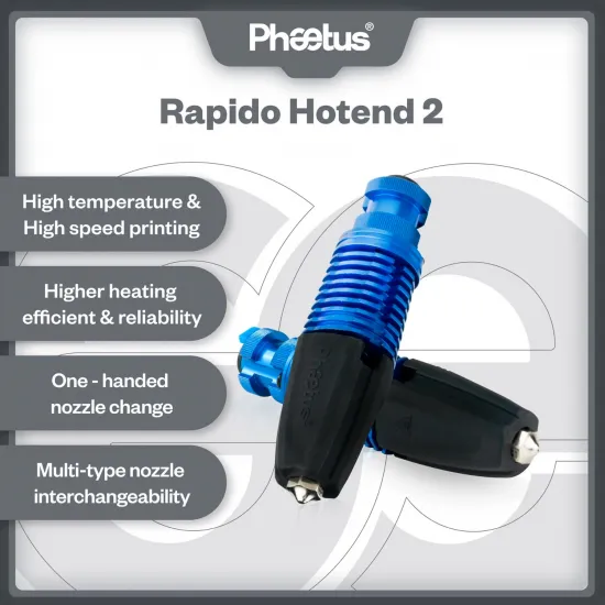 Hotend Phaetus RAPIDO 2 HF azul para filamento de 1,75 mm