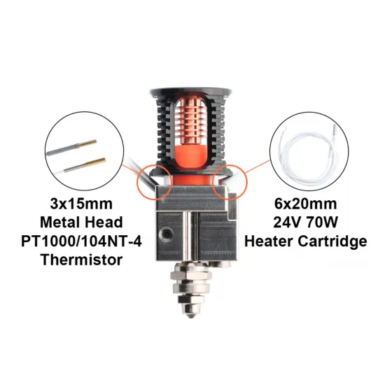 Dragon ACE Volcano -  Hotend de Alto Flujo y alta velocidad - Súper preciso y Alta calidad - sensor temperatura 104NT-4