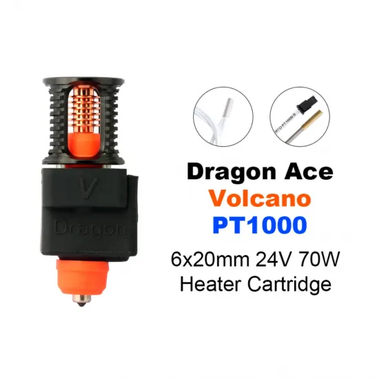 Dragon ACE Volcano -  Hotend de Alto Flujo y alta velocidad - Súper preciso y Alta calidad - sensor temperatura PT1000