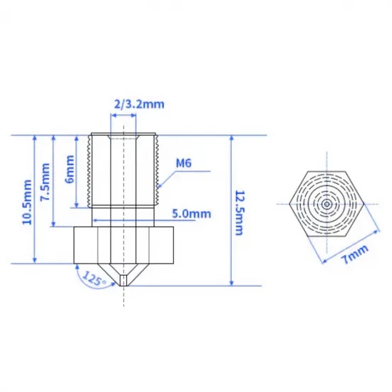 Boquilla V6 de acero inoxidable para filamento de 1,75 mm - 0,4 mm