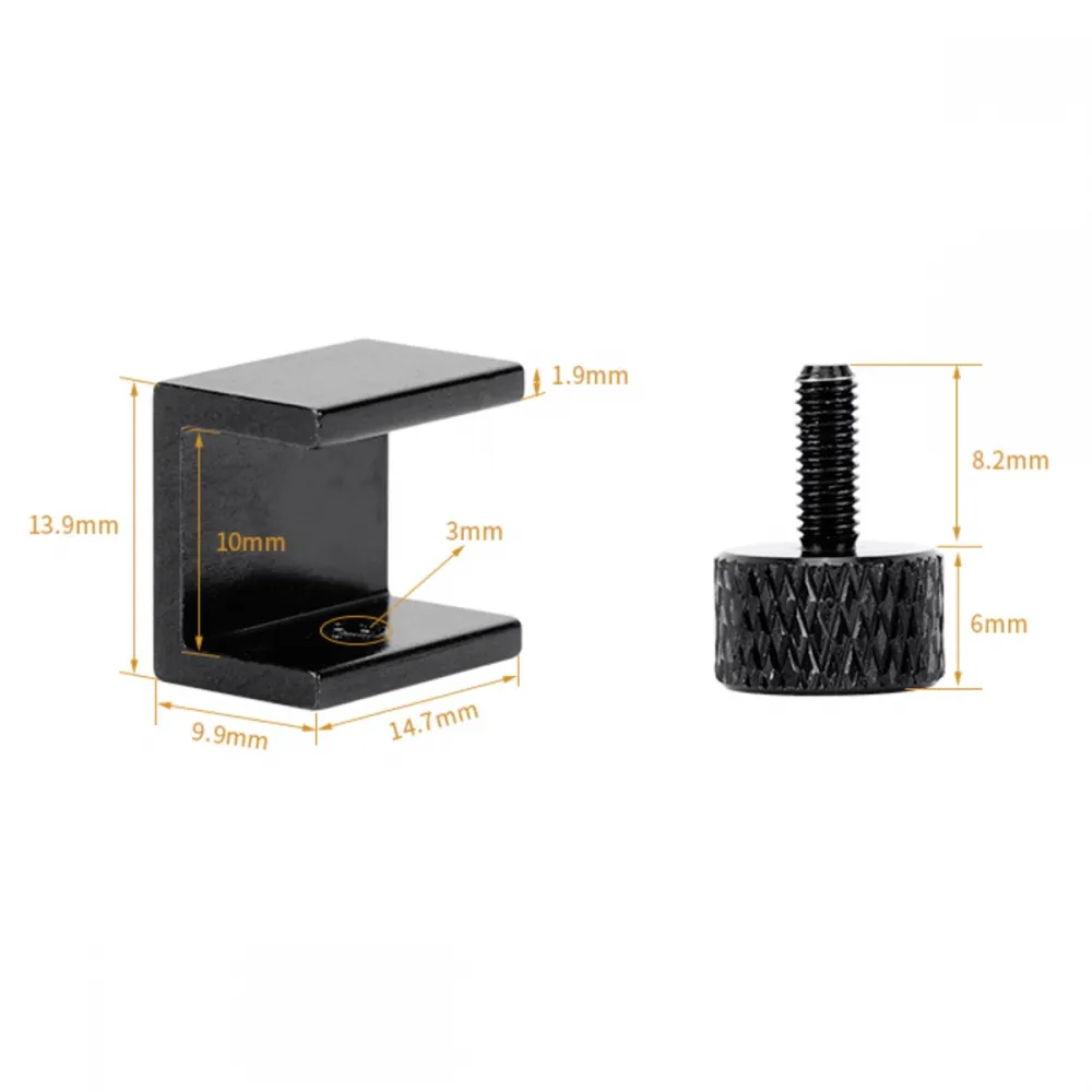 Medidas nominales del clip metálico negro ajustable con tornillo para sujetar cristal a la cama caliente