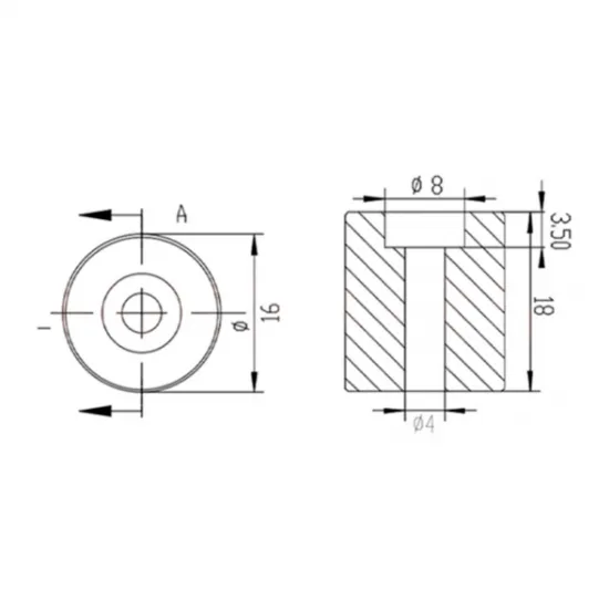 Separador de silicona para cama caliente – 18 × Ø16 mm, paso Ø4 mm