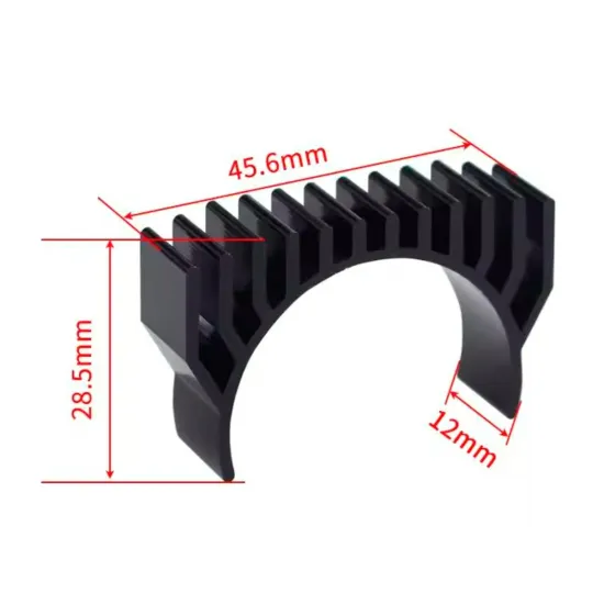 Disipador de aluminio negro para motor paso a paso NEMA 14 de cuerpo redondo