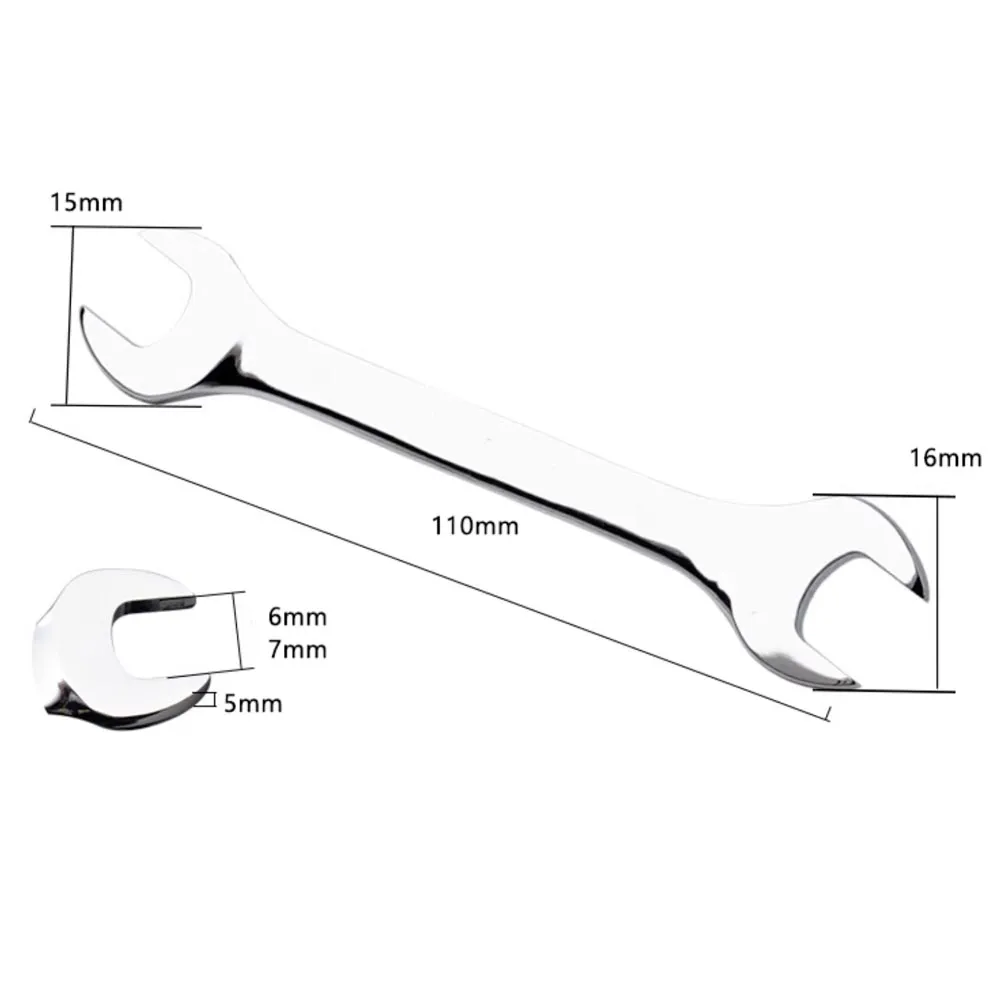 Medidas de la llave fija doble de 6 y 7 mm con longitud aproximada de 110 mm