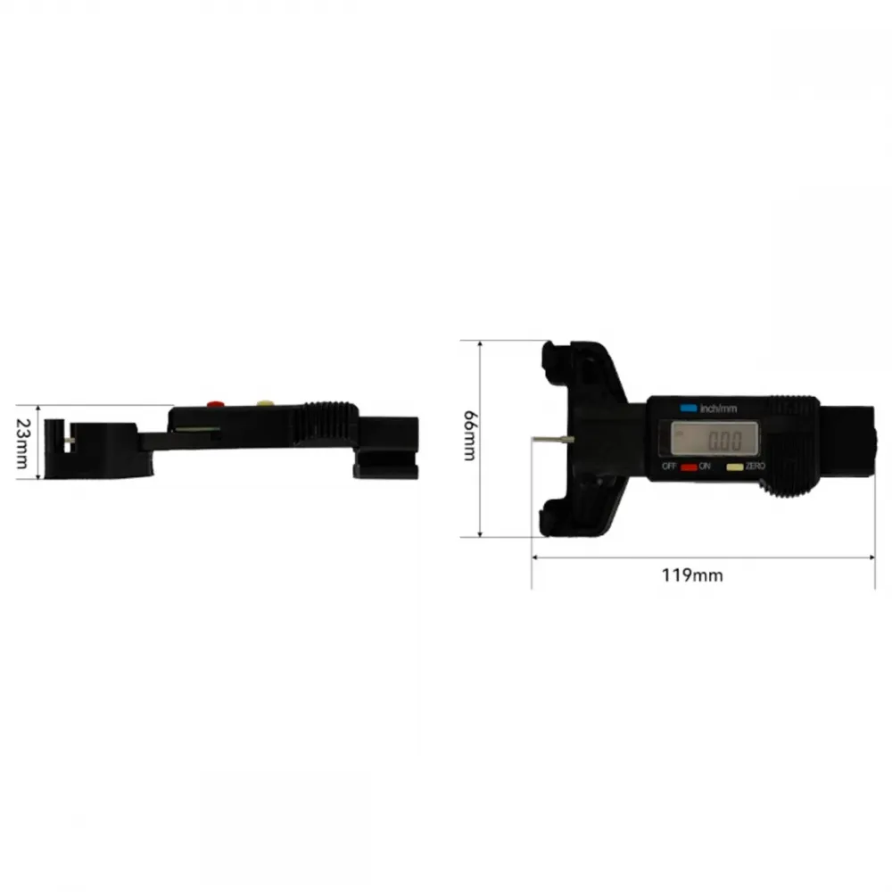 Plano de dimensiones del medidor digital de correas GT2 con retorno elástico