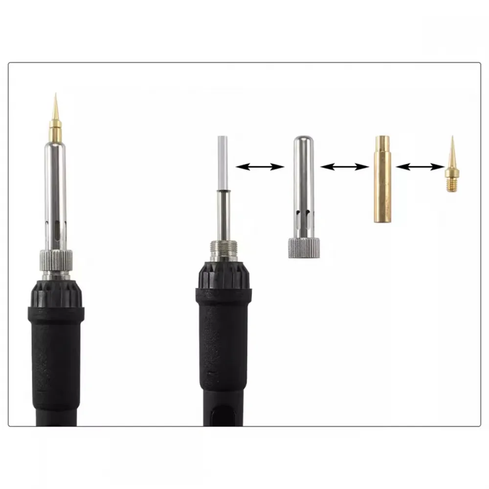 Orden de montaje del adaptador y una punta térmica en el soldador compatible
