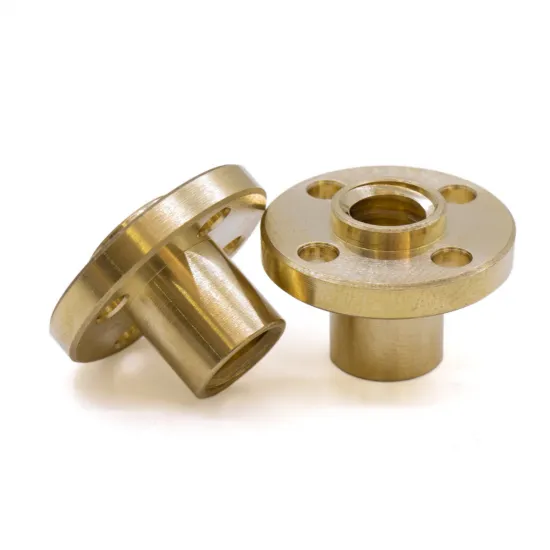 Tuerca T8×2 Brass con brida para husillo trapezoidal de 8 mm