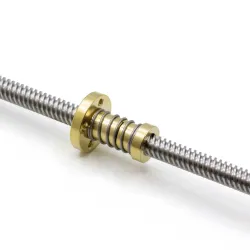 Tuerca anti-backlash T8×8 Brass con muelle para husillo trapezoidal de 8 mm