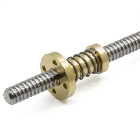 Tuerca anti-backlash T8×2 Brass con muelle para husillo trapezoidal de 8 mm