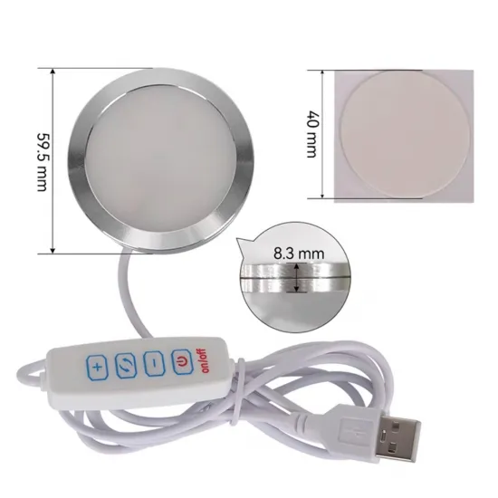 Lámpara LED USB ultrafina regulable — luz cálida, neutra y fría