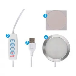 Lámpara LED USB ultrafina regulable — luz cálida, neutra y fría