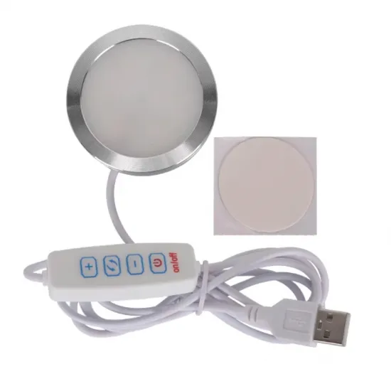 Lámpara LED USB ultrafina regulable — luz cálida, neutra y fría