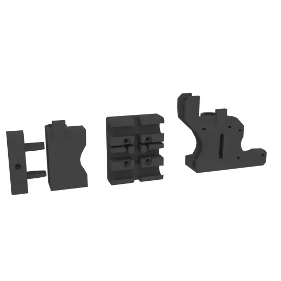 Piezas impresas de PETG negro para el eje X de HTA3D 3DSteel