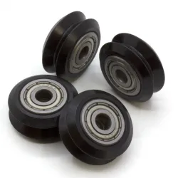 Rueda de POM con canal en V y rodamiento 625ZZ, 24 × 10,2 mm