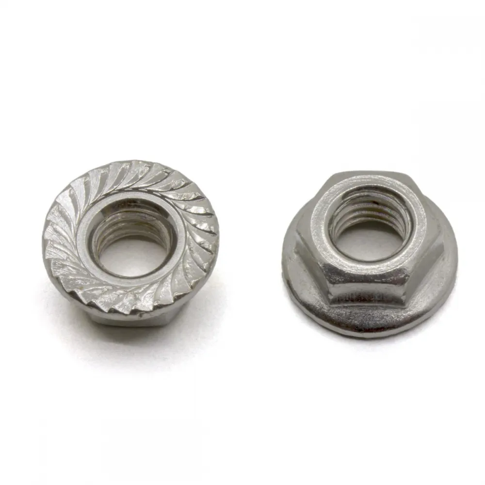 Tuerca M6 de acero al carbono con brida inferior dentada