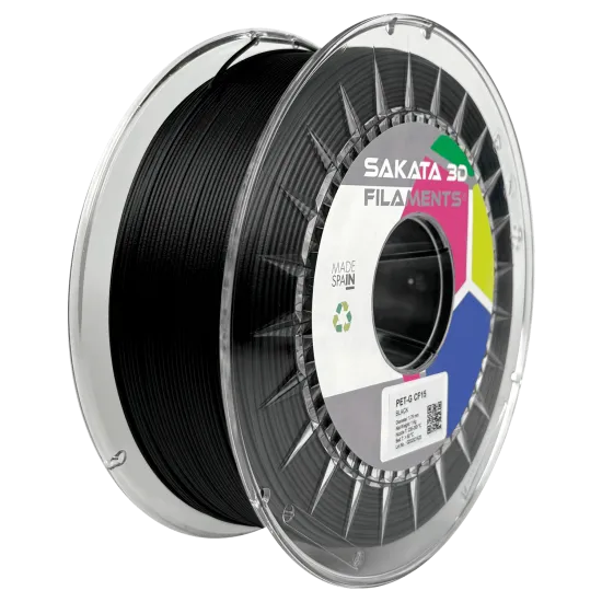 Filamento Sakata 3D PET-G CF15 negro 1,75 mm – 15 % fibra de carbono – 1 kg
