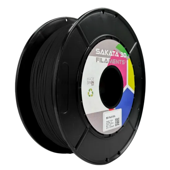 Filamento flexible reciclado Sakata 3D RE-FLEX 85A verde o negro - 1,75 mm, 1 kg