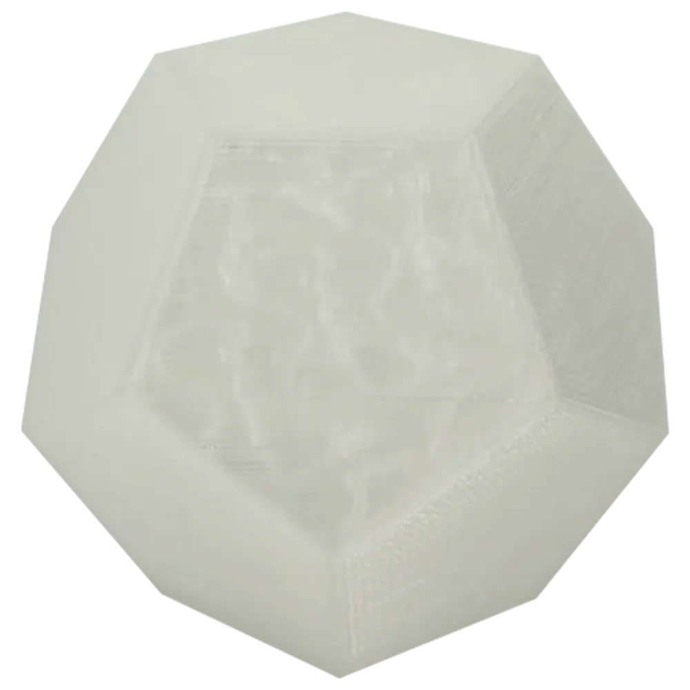 Part printed in Sakata 3D Transparent PET-G showing its translucent finish