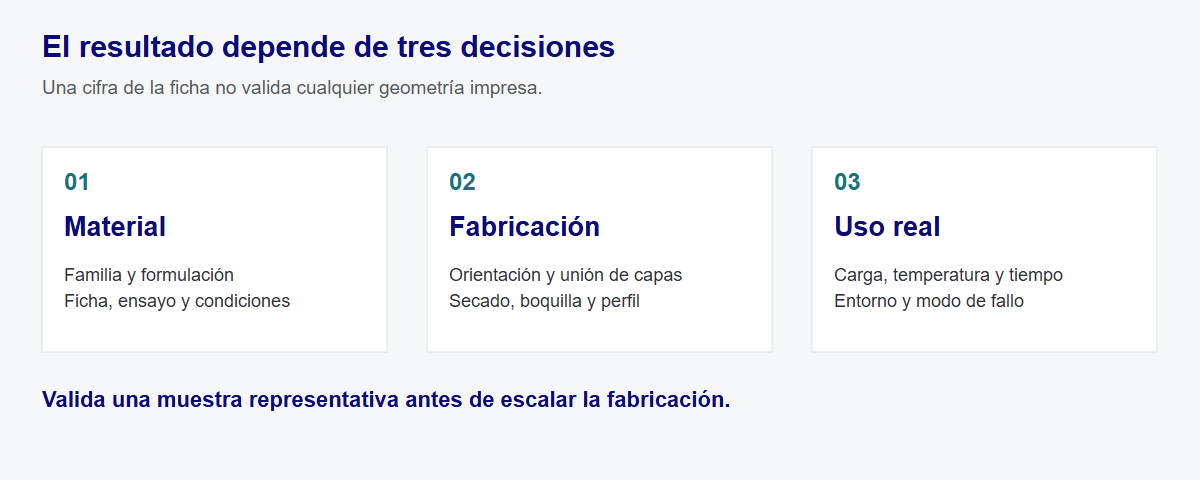 Una propiedad de la ficha no corrige un problema de fabricación. Comprueba los tres pasos antes de comparar el resultado.