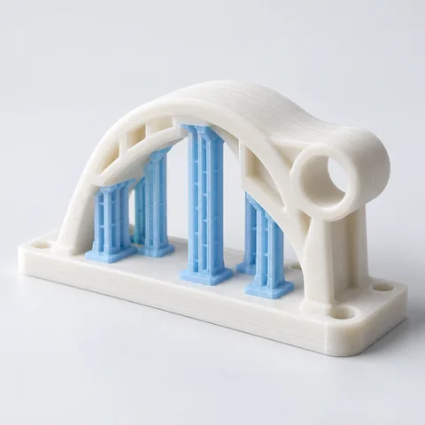 Ejemplo conceptual de una geometría fabricada con soportes de impresión.
